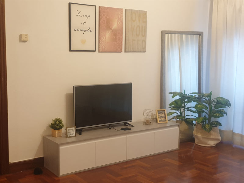 Foto de cliente de Mueble Salón Estilo Industrial Color Blanco Artik Y Gris Cemento 200 cm