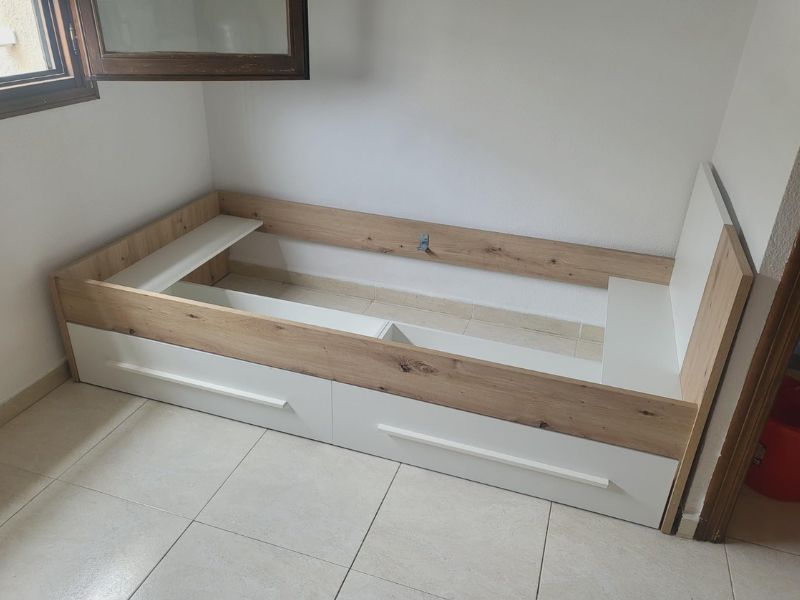 Foto de cliente de Habitación Juvenil Moderna Pack Muebles Roble Nodi Y Blanco Artik (Cama + Armario)