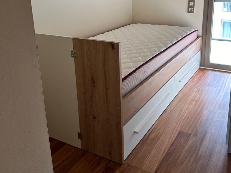 Foto de cliente de Habitación Juvenil Moderna Pack Muebles Roble Nodi Y Blanco Artik (Cama + Armario)