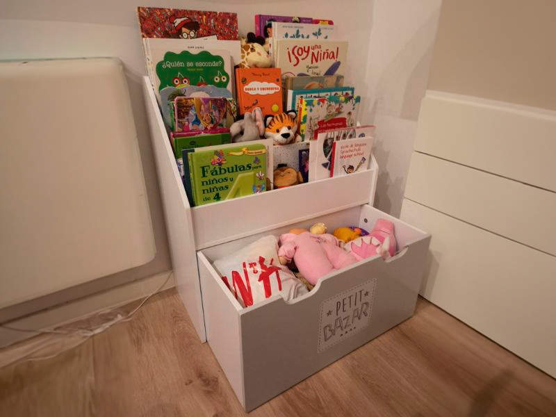 Foto de cliente de Mueble Infantil Librería con 1 Cajón en Blanco y Gris 63x70x30 cm