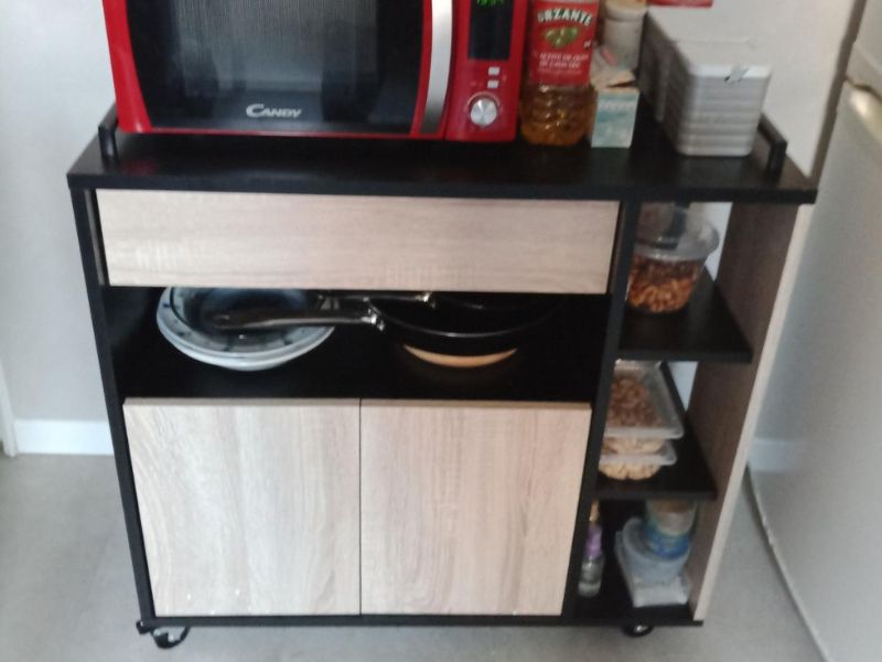 Foto de cliente de Mueble auxiliar Microondas roble negro 79x79 cm