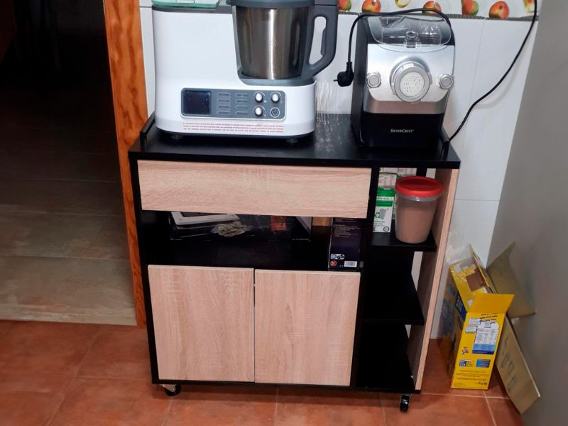 Foto de cliente de Mueble auxiliar Microondas roble negro 79x79 cm