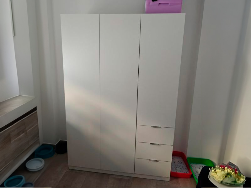 Foto de cliente de Armario Blanco 3 Puertas 3 Cajones 135x200 cm