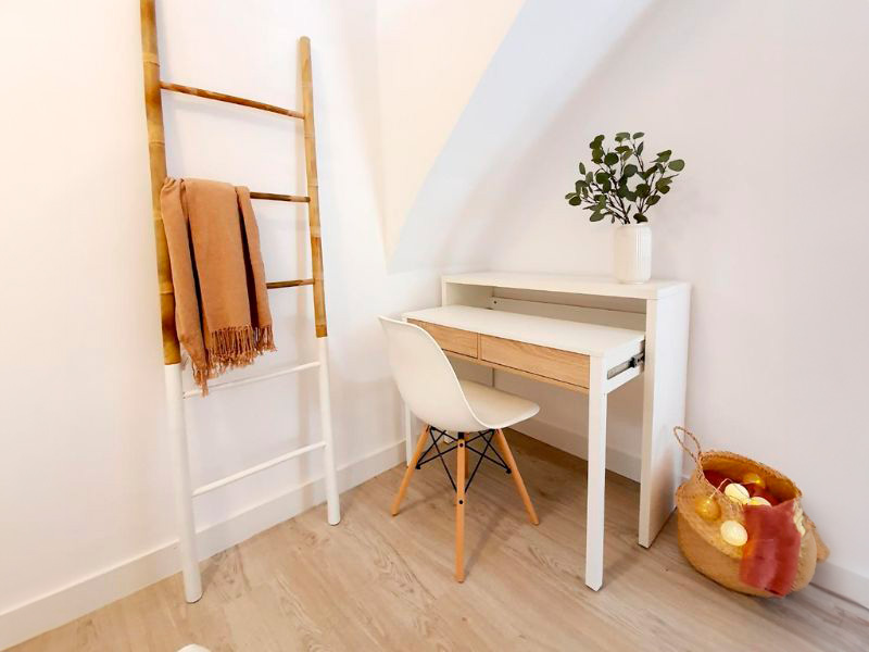 Foto de cliente de Mesa Escritorio Extensible Blanco Artik Y Roble Canadian 99 cm