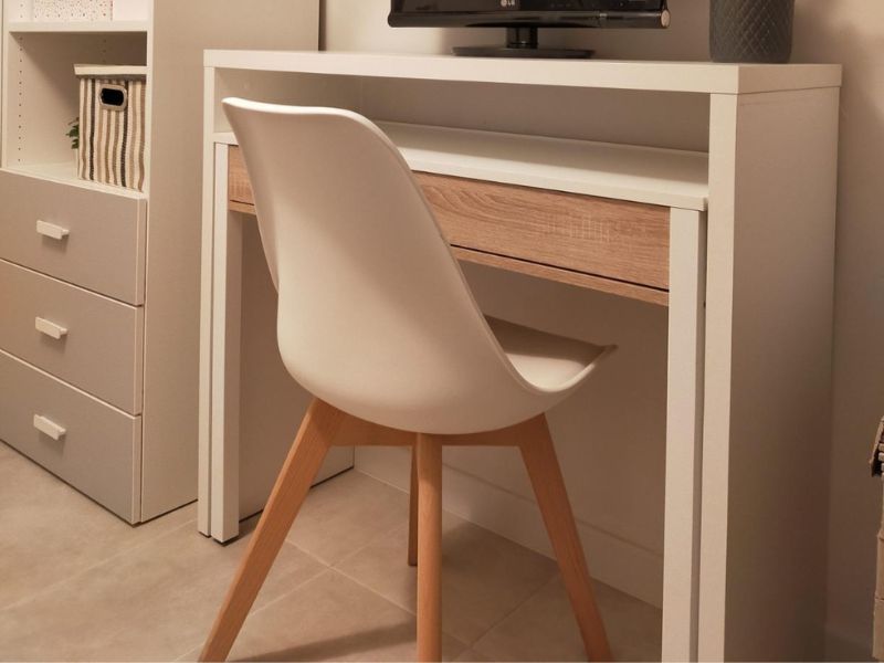 Foto de cliente de Mesa Escritorio Extensible Blanco Artik Y Roble Canadian 99 cm