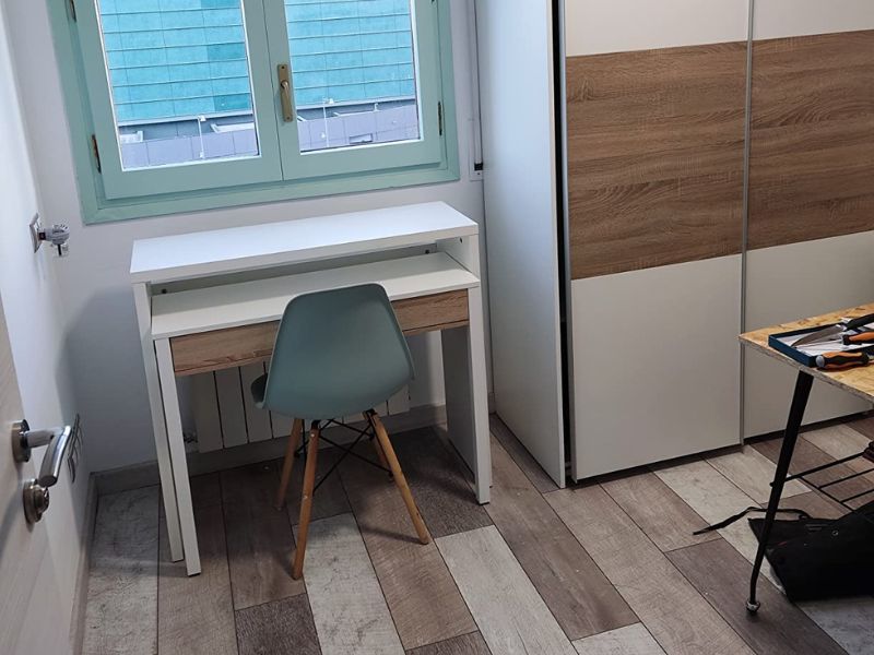 Foto de cliente de Mesa Escritorio Extensible Blanco Artik Y Roble Canadian 99 cm