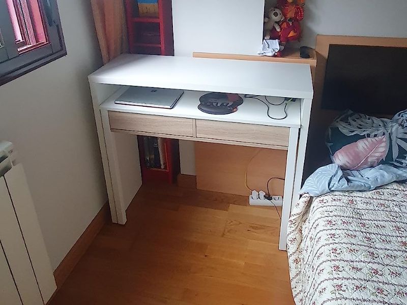 Foto de cliente de Mesa Escritorio Extensible Blanco Artik Y Roble Canadian 99 cm