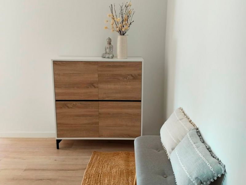 Foto de cliente de Mueble Zapatero Recibidor Tokio 4 Puertas y 5 Baldas Blanco Mate y Cambrian 101 cm