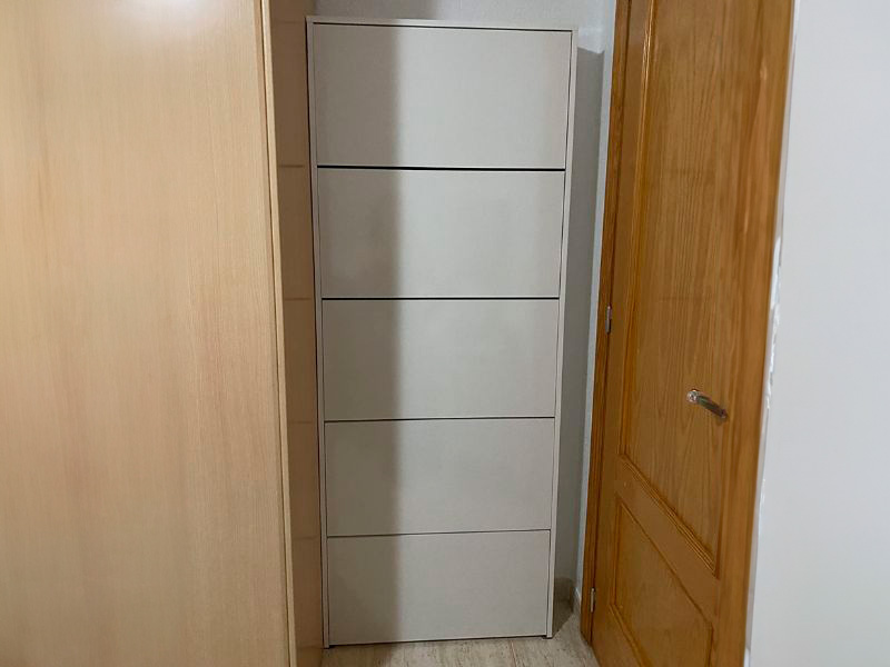 Foto de cliente de Mueble Zapatero Recibidor Pasillo Blanco Brillo Alto 5 Puertas 70 cm