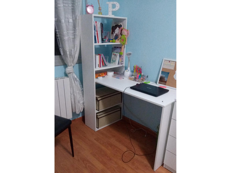 Foto de cliente de Mesa de escritorio con estanteria reversible Duplo Blanco 120 cm