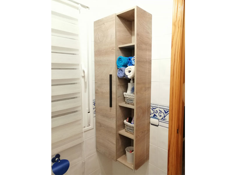 Foto de cliente de Mueble de Baño Pack Roble Alaska con Columna (Incluye Lavabo y Espejo)