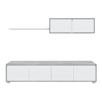 pack tres muebles salón diseño cemento diseño moderno mueble tv cuatro armarios inferiores dos armarios flotantes con estantería