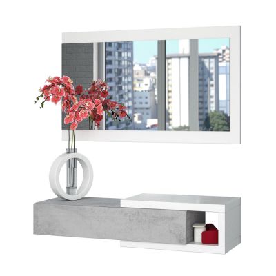 mueble de entrada recibidor estilo industrial con espejo diseño moderno combina con estilo industrial