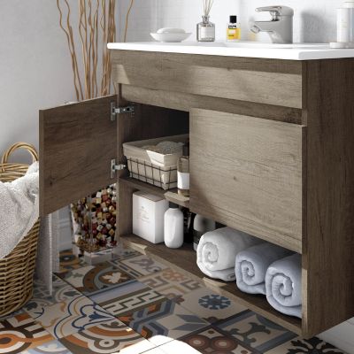 MUEBLE DE BAÑO SUSPENDIDO 80 CM roble nordik