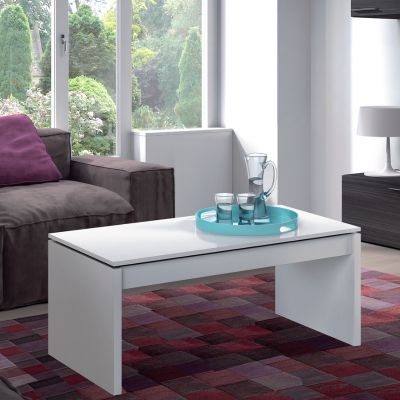 Mesa centro elevable blanco brillo