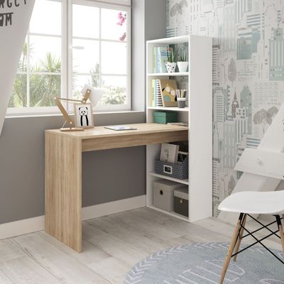 mesa de escritorio con estantería duplo diseño moderno combina con cualquier estilo