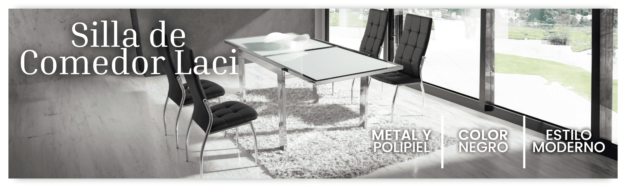 Silla de Comedor Laci de Metal y Polipiel Color Negro