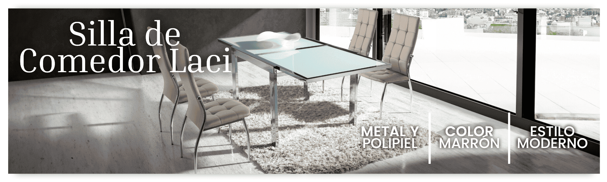 Silla de Comedor Laci de Metal y Polipiel Color Marrón