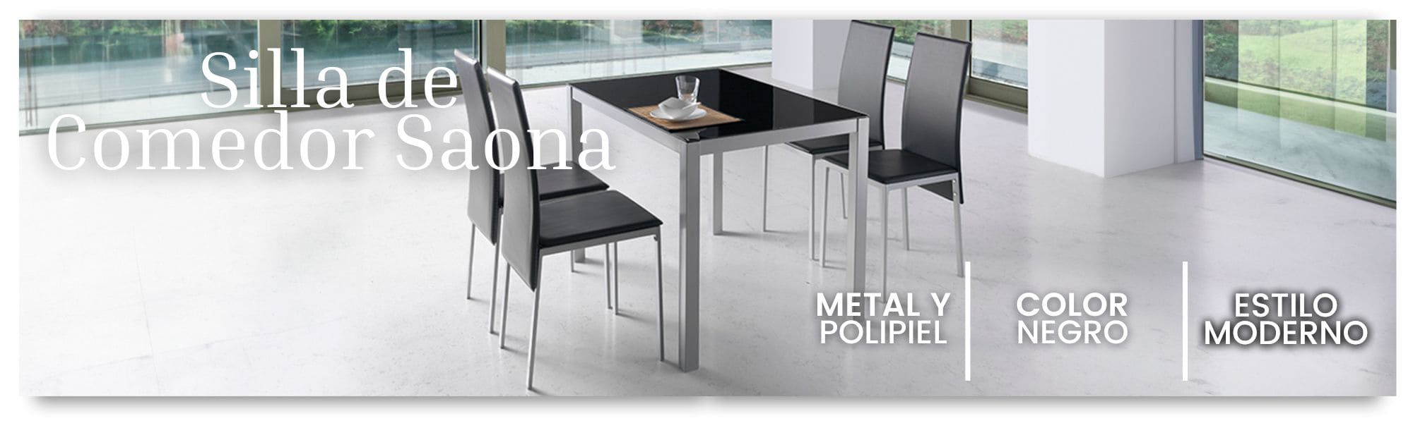 Silla Salón Saona Negro y Gris Metalizado
