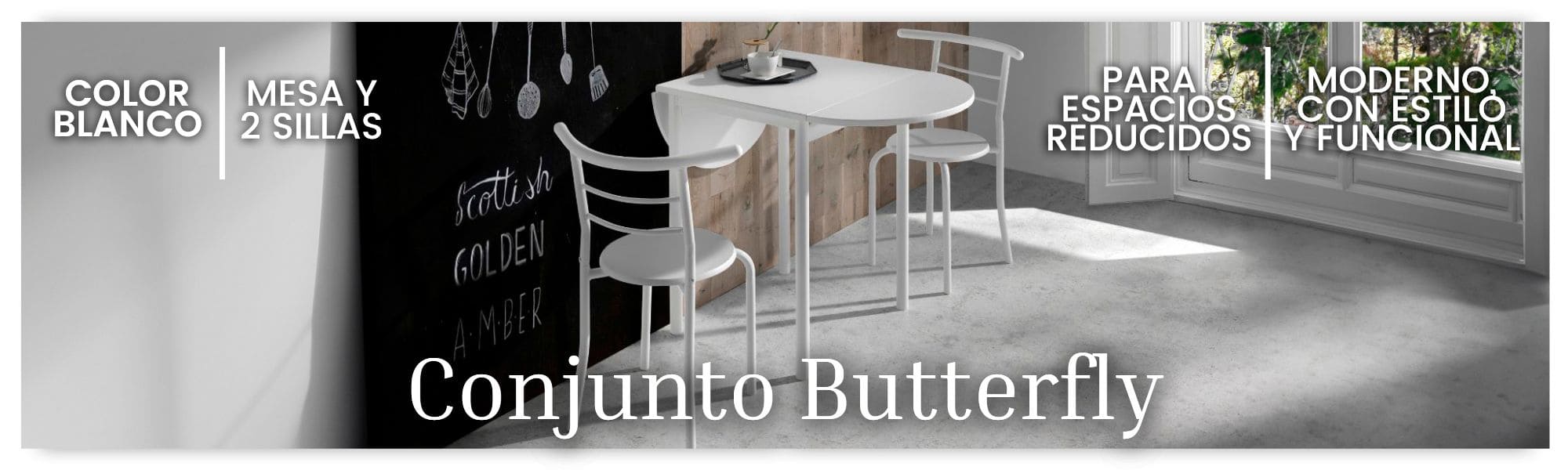 Conjunto Mesa y 2 Sillas Butterfly Color Blanco